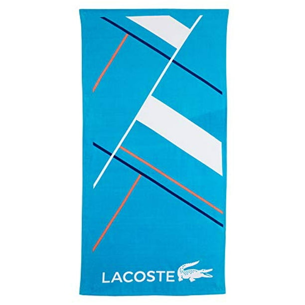 WHIE LACOSTE BLUE BLUE RED & YELLOW BEACH TOWEL 36X72 INCHES